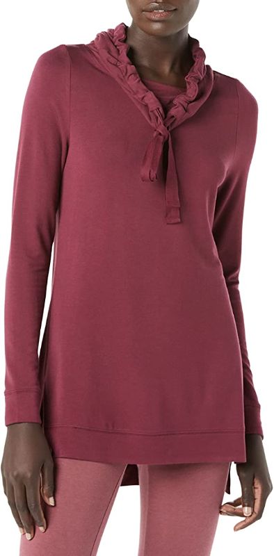 Photo 1 of -SIZE SMALL- Daily Ritual Women's Supersoft Terry Funnel-Neck Tunic (Dark Burgundy)