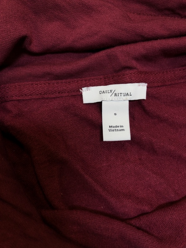 Photo 3 of -SIZE SMALL- Daily Ritual Women's Supersoft Terry Funnel-Neck Tunic (Dark Burgundy)