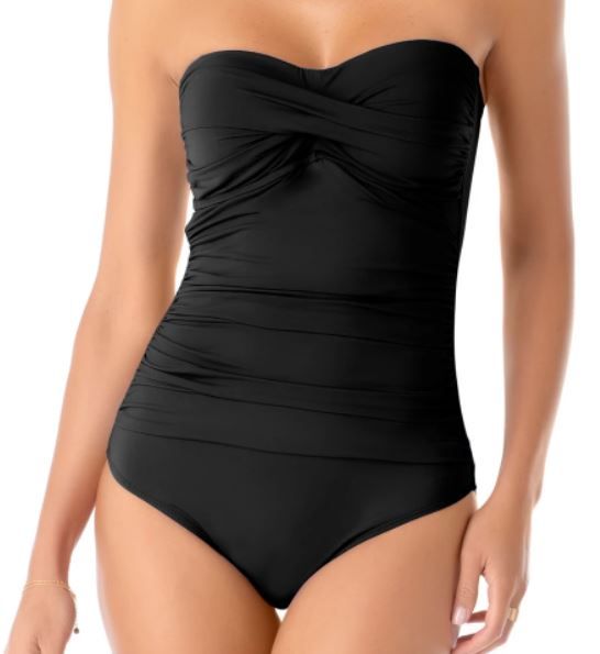 Photo 1 of -SIZE 10- Anne Cole Twist-Front Ruched One-Piece Women's Swimsuit (BLACK)