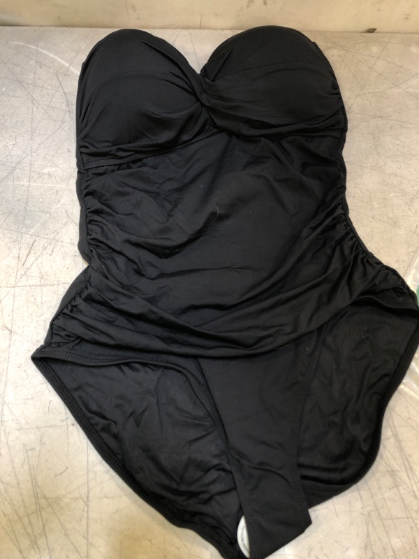 Photo 2 of -SIZE 10- Anne Cole Twist-Front Ruched One-Piece Women's Swimsuit (BLACK)