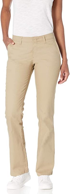 Photo 1 of -SIZE 12- Dickies Women's Flat Front Stretch Twill Pant Slim Fit Bootcut (KHAKI)