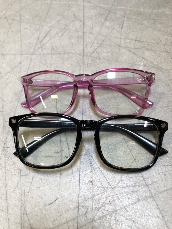 Photo 2 of 2 PACK Livho, Blue Light/Anti Uv Glasses for Computer, Cellphone, Television Electronics! (Black & Transparent Purple)