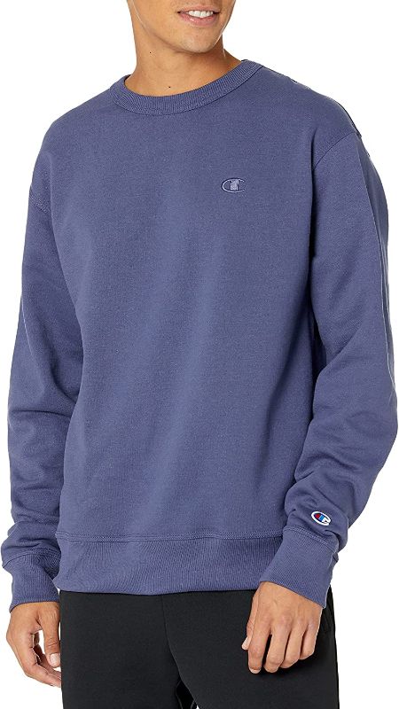 Photo 1 of -SIXE XL- Champion Men's Powerblend Fleece Crew, C Logo (Classic Sky blue)