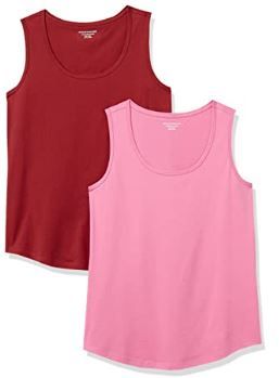 Photo 1 of Amazon Essentials Women's Classic Fit 100% Cotton Sleeveless Tank Top, Pack of 2 SIZE LARGE 