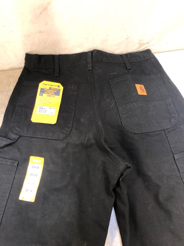 Photo 3 of Carhartt Men's Washed Duck Dungaree Flannel Lined Work Pant 33X34 REGULAR 