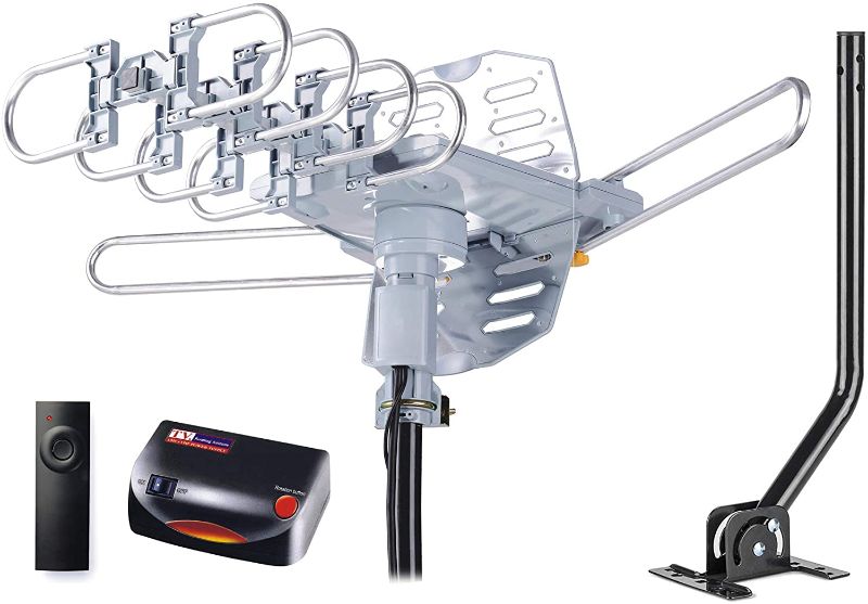 Photo 1 of SEALED - PBD WA-2608 Digital Amplified Outdoor HD TV Antenna with Mounting Pole & 40 ft RG6 Coax Cable 150 Miles Range Wireless Remote Rotation Support 2TVs