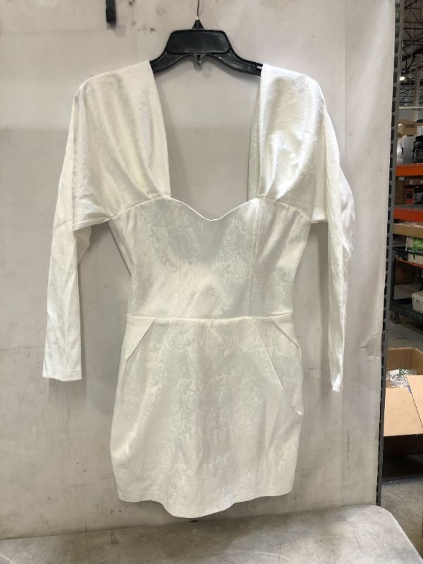 Photo 1 of Lipinskaya Brand Mini Dress Long Sleeve – Off The Shoulder Dress with Deep Neckline WHITE FLORAL PRINT SIZE MEDIUM