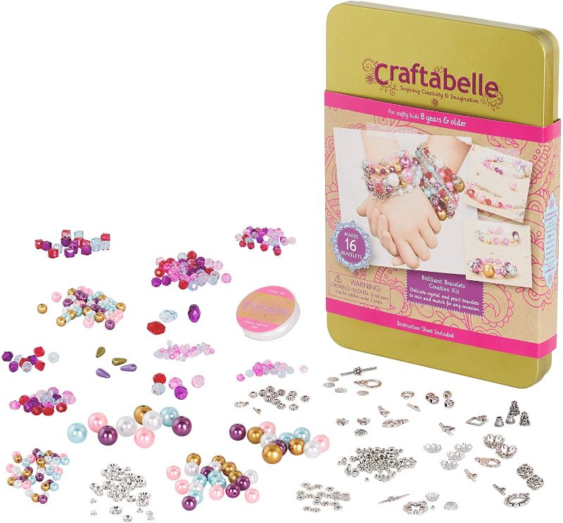 Photo 1 of Craftabelle – Brilliant Bracelets Creation Kit – Bracelet Making Kit – 492pc Jewelry Set with Crystal and Pearl Beads – Arts & Crafts for Kids Aged 8 Years + (CF2442Z)

