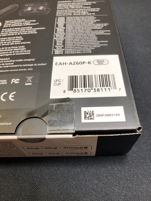 Photo 1 of Technics True Wireless Earbuds with Advanced Noise Cancelling, High-Fidelity Bluetooth Ear Buds with Multi-Point Connectivity, Impressive Call Quality Using JustMyVoice Technology- EAH-AZ60-K (Black)

