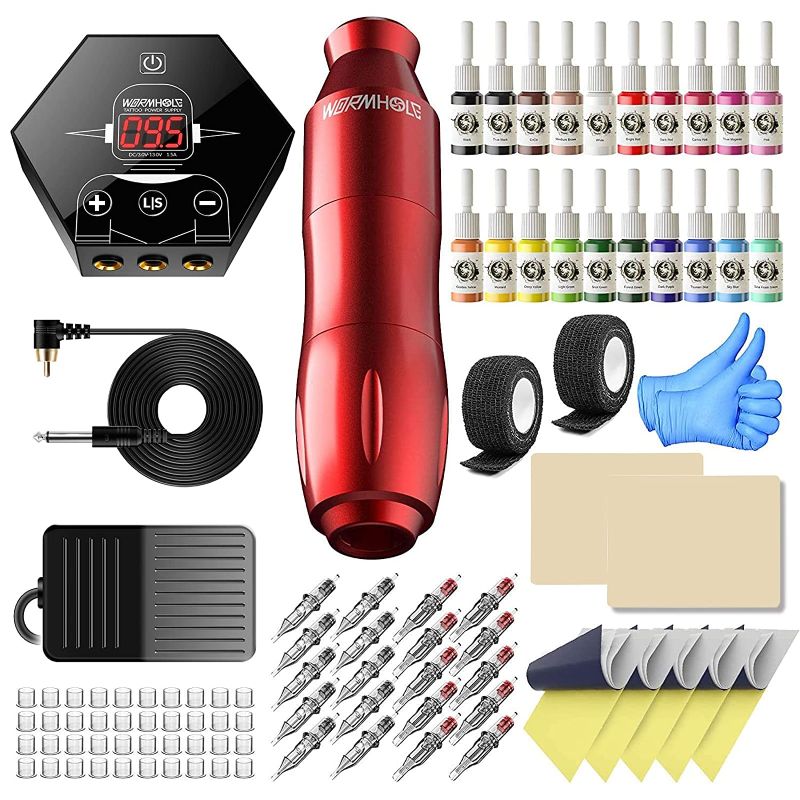 Photo 1 of Wormhole Tattoo Pen Kit Rotary Tattoo Machine Kit with Power Supply and Tattoo Cartridge Needles Complete Tattoo Kit for Beginners WTK063
open box for pictures - every box is sealed 