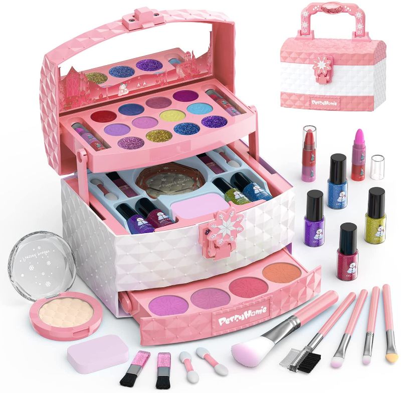 Photo 1 of PERRYHOME Kids Makeup Kit for Girl 35 Pcs Washable Makeup Kit Real Cosmetic, Safe & Non-Toxic Little Girls Makeup Set, Frozen Makeup Set for 3-12 Year Old Kids Toddler Girl Toys Birthday Gift (Pink)
