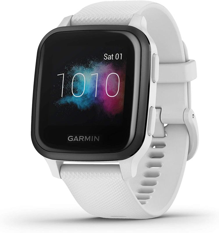 Photo 1 of Garmin Venu Sq Music, GPS Smartwatch with Bright Touchscreen Display, Features Music and Up To 6 Days of Battery Life, White and Slate
