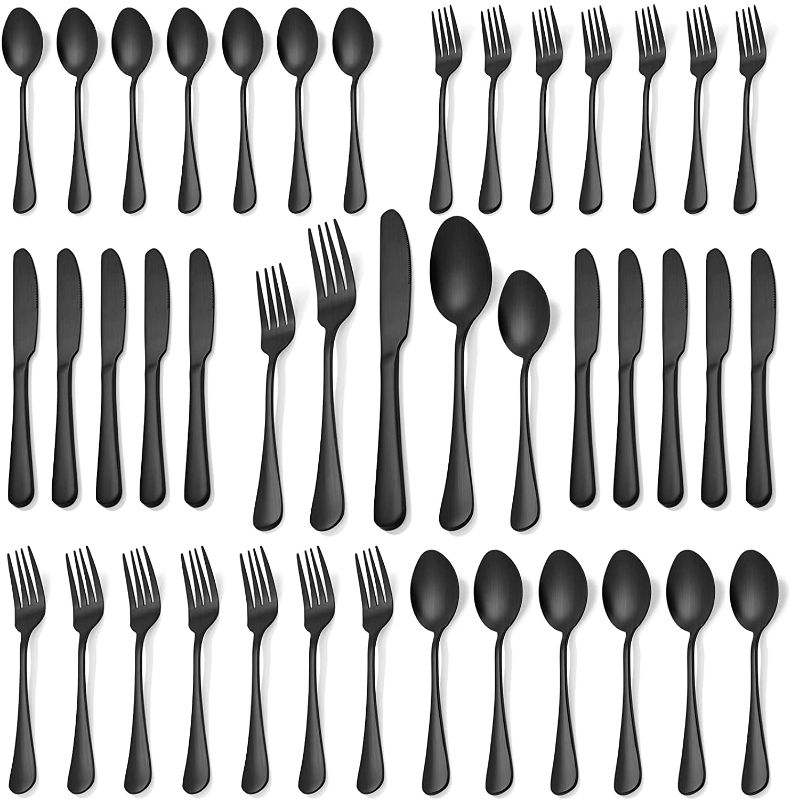 Photo 1 of 20 Piece Matte Black Silverware Set Service for 4,Stainless Steel Flatware Set,Kitchen Tableware Set,Cutlery Set for Home and Restaurant,Include Knife Fork Spoon Set,Satin Finish,Dishwasher Safe
