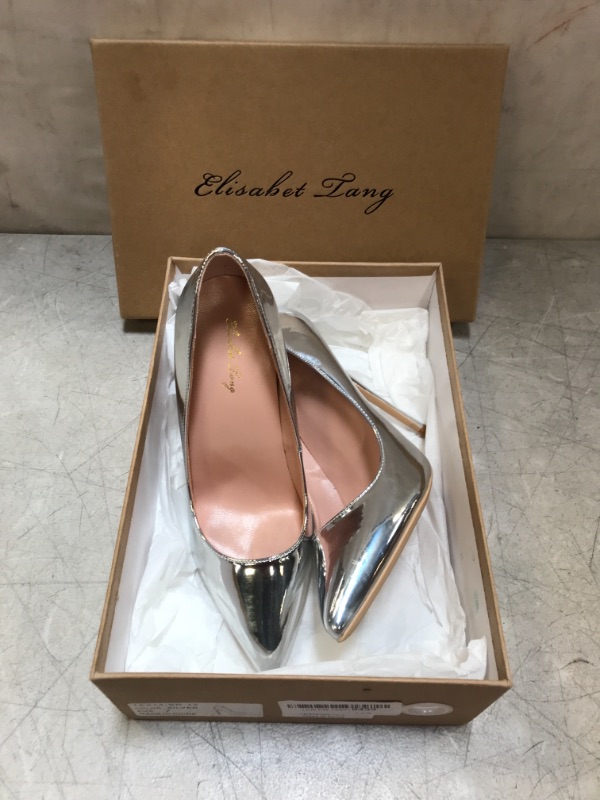 Photo 2 of Elisabet Tang Women's Pointed Toe 12cm High Heel Pumps (Silver, 7)

