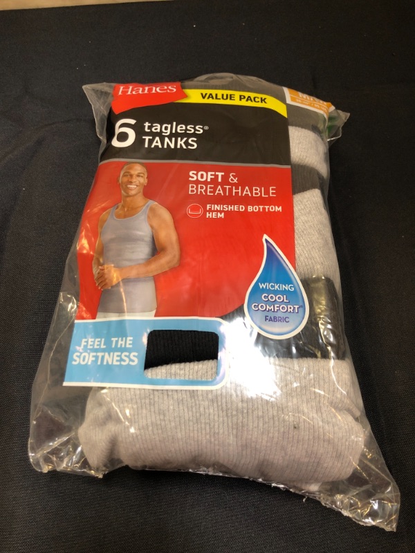 Photo 2 of Hanes Men's 6-Pack Tagless Cotton Tank Undershirt
