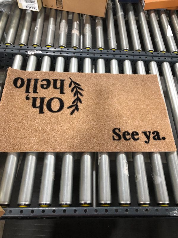 Photo 1 of Barnyard Designs 'Oh Hello, See Ya' Doormat Welcome Mat, Outdoor Mat, Large Front Door Mat Indoor Entrance Mat, Back Door Mat Outdoor Entrance, Front Porch Rug Farmhouse Home Spring Fall, 30x17, Brown