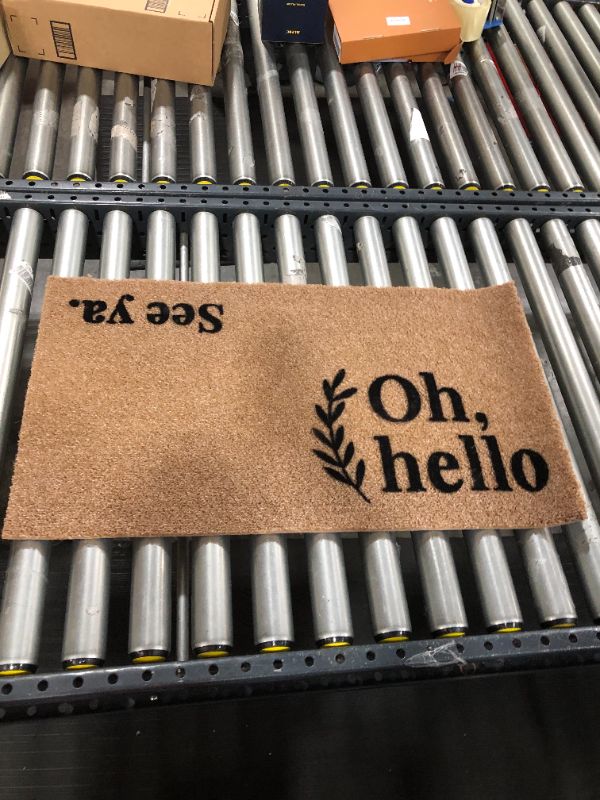 Photo 2 of Barnyard Designs 'Oh Hello, See Ya' Doormat Welcome Mat, Outdoor Mat, Large Front Door Mat Indoor Entrance Mat, Back Door Mat Outdoor Entrance, Front Porch Rug Farmhouse Home Spring Fall, 30x17, Brown