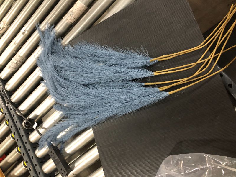 Photo 1 of 6pcs Faux Pampas Grass, 32.7"/2.72FT Tall Fluffy Pampas Grass Dried Plants for Vase Filler Living Room Kitchen Boho Decor Blue