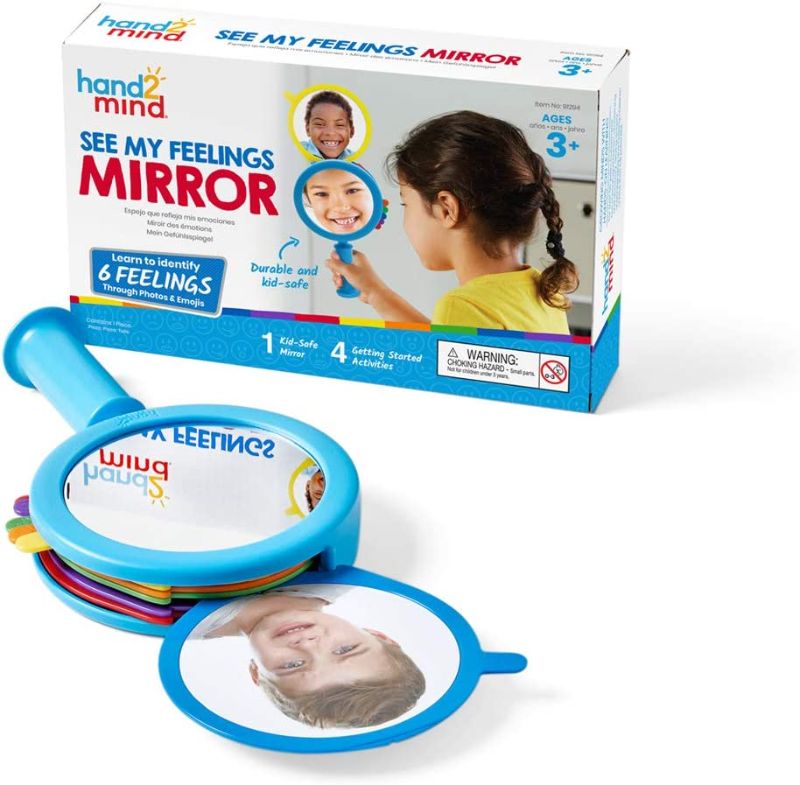 Photo 1 of hand2mind See My Feelings Mirror, Social Emotional Learning, Shatterproof Mirror for Kids, Anger Management Toys, Anxiety Relief Items, Mindfulness for Kids, Calm Down Corner, Anxiety Toys (Set of 1)