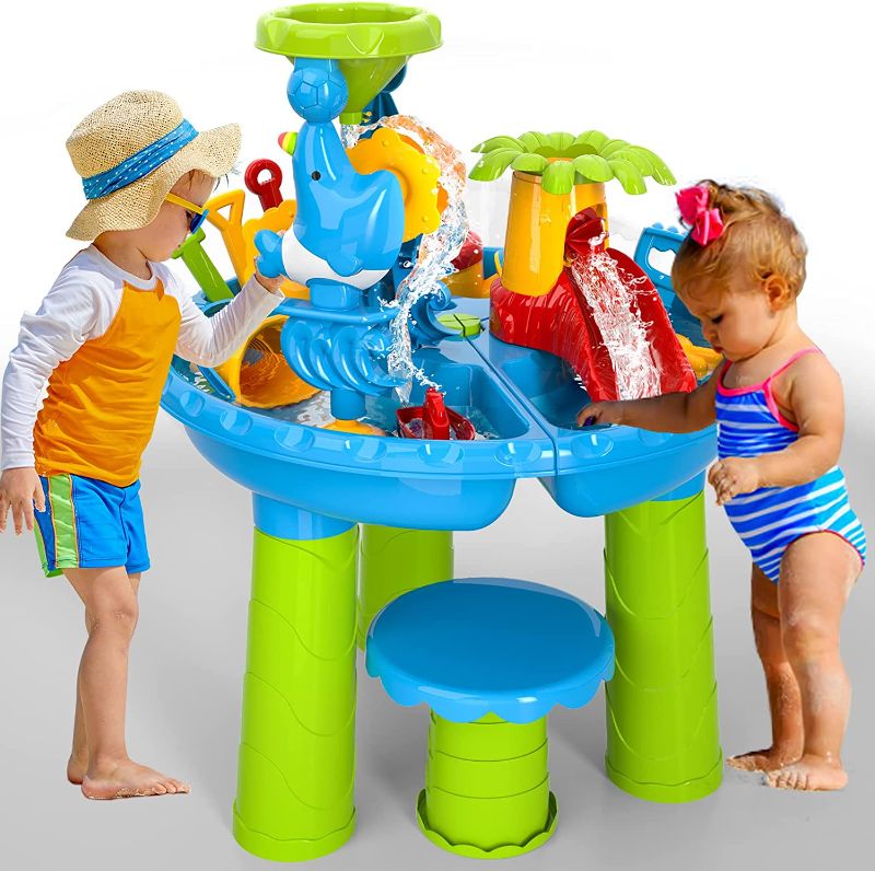 Photo 1 of Bennol Kids Sand and Water Table for Toddlers, 3 in 1 Outdoor Sand Water Play Table Beach Toys for Toddlers Kids Boys Girls, Water Outdoor Activity Summer Toys Play Table for Toddlers Age 3-5