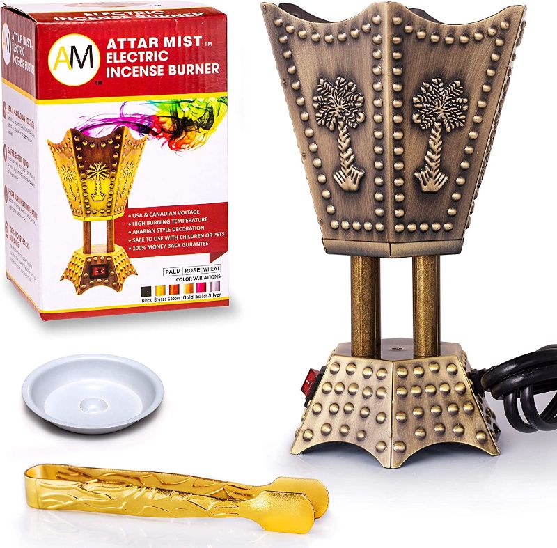 Photo 1 of AM Bakhoor Electric Incense Burner - Oud Frankincense Resin Burner 6.5 Inches Tall (Hexagon)