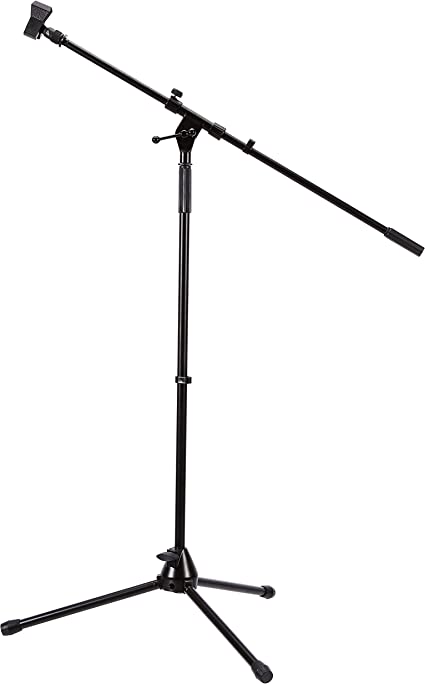 Photo 1 of Amazon Basics Tripod Boom Microphone Stand - Height-Adjustable with Metal Base - 3.3 - 5.6-Foot, with Clothespin Mic Clip
