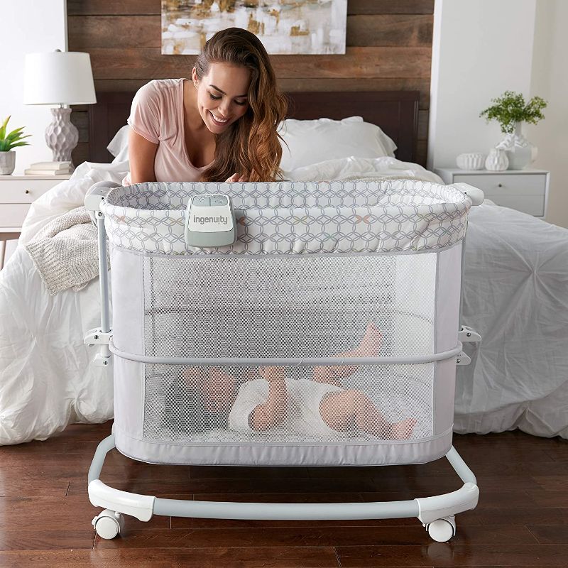 Photo 1 of Ingenuity Dream & Grow Bedside Baby Bassinet 2-Mode Crib 0-12 Months, Adjustable Height - Dalton (Grey)