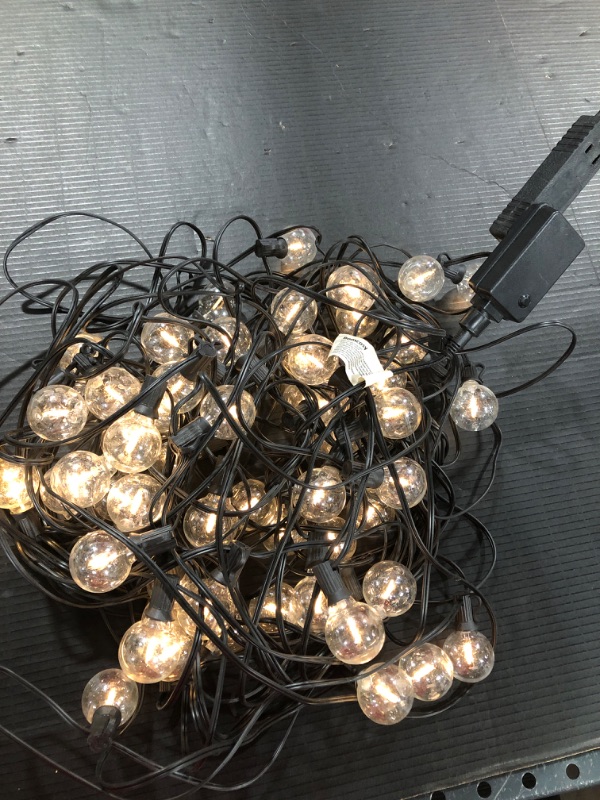 Photo 2 of Bomcosy Outdoor String Lights Approximately 100 FT G40 LED Patio String Lights with Waterproof Shatterproof 60+2 Bulbs, Outdoor Lights String for Wedding Party Garden, 2700K Heavy Duty Hanging Lights
