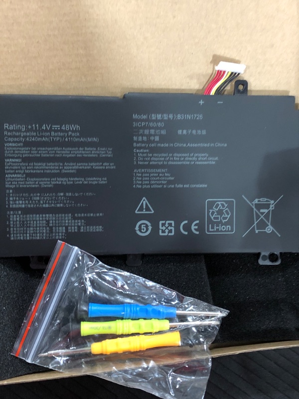 Photo 2 of Fully. Fully New B31N1726 Replacement Laptop Battery Compatible with Asus FX80 FX86 TUF FX504 FX504GE FX504GM FX505 FX505DT FX505DY FX505GE FX505GD A15 FA506IU Series B31BNEH B31BN91 - 11.4V 48Wh
