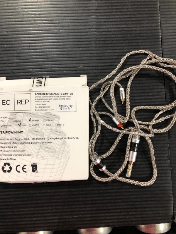 Photo 2 of TRIPOWIN C8 8-Core Silver Copper Foil Braided Earphone Replacement Upgrade Cable, Tinsel Silver Copper Wire for BL03 KZ ZS10 PRO AS10 ZS10 ZS6 ES4 ZST ZSR TRN V80(3.5mm, 2 pin 0.78mm Connector)
