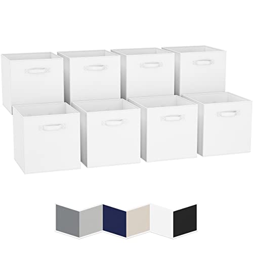 Photo 1 of 13x13 Large Storage Cubes (Set of 8). Fabric Storage Bins with Dual Handles | Cube Storage Bins for Home and Office | Foldable Cube Baskets for Shelf
