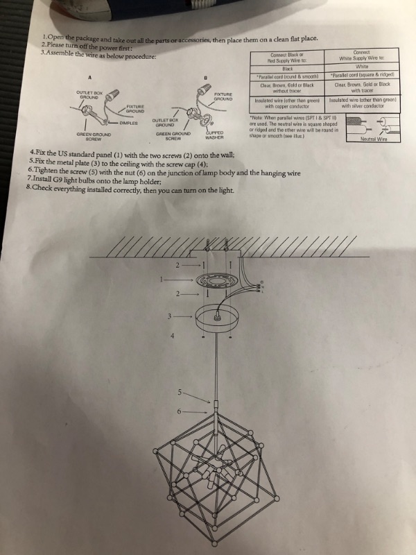 Photo 4 of DIKAIDA Modern Chandelier Mid Century Ceiling Light Fixture Geometric Pendant Light with Black White Finish for Dining & Living Room Foyer Bedroom Kitchen Island Entryway E26 Base
