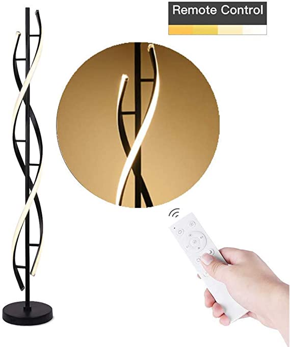 Photo 1 of 40W LED Floor Lamp Remote Control Dimmable Spiral Floor Lamp Indoor Lamp Floor Lamp for Living Rooms Family Rooms Bedrooms Offices Lighting (White)
