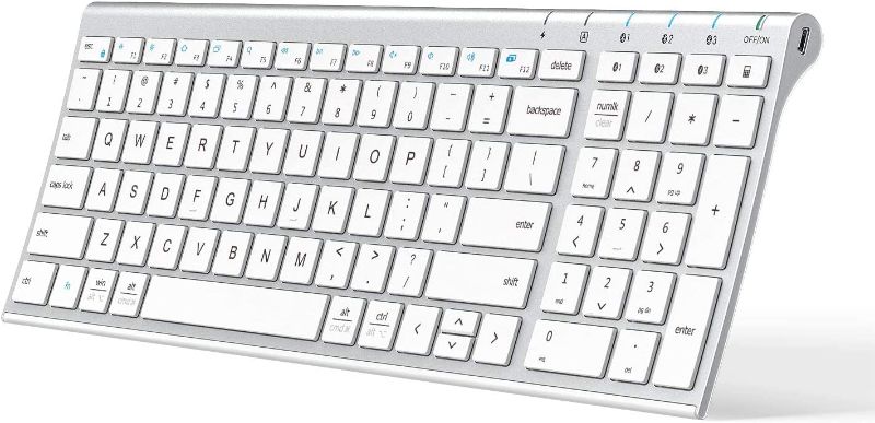 Photo 1 of iClever BK10 Bluetooth Keyboard, Multi Device Keyboard Rechargeable Bluetooth 5.1 with Number Pad Ergonomic Design Full Size Stable Connection Keyboard for iPad, iPhone, Mac, iOS, Android, Windows
