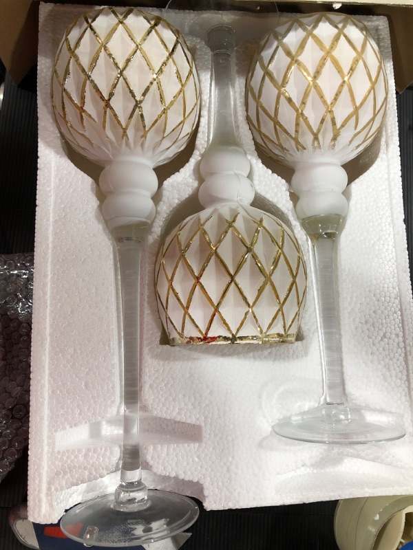 Photo 2 of 3 Piece Long Stem Goblet Candle Holder Set
