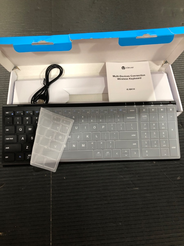 Photo 2 of iClever BK10 Bluetooth Keyboard, Universal Wireless Keyboard, Rechargeable Bluetooth 5.1 Multi Device Keyboard with Number Pad Full Size Stable Connection for Windows, iOS, Android, Mac
