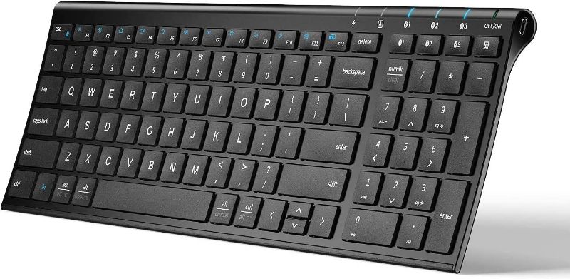 Photo 1 of iClever BK10 Bluetooth Keyboard, Universal Wireless Keyboard, Rechargeable Bluetooth 5.1 Multi Device Keyboard with Number Pad Full Size Stable Connection for Windows, iOS, Android, Mac
