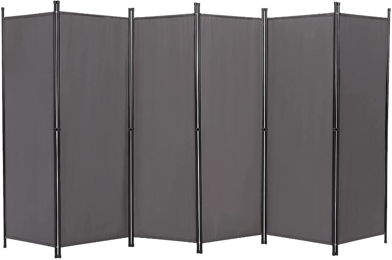 Photo 1 of ACTREY 6-Panel Indoor Room Divider, Screen Movable Room Screen Separator Wall Protective Privacy Furniture Indoor Bedroom (Grey)
