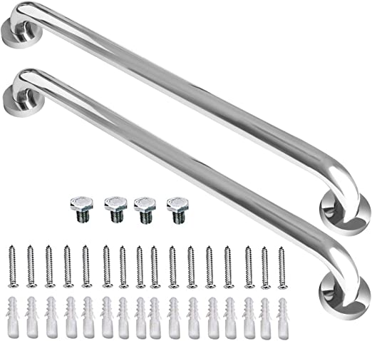 Photo 1 of 2 Pack 24 Inch Shower Grab Bar, iMomwee Chrome Stainless Steel Bathroom Grab Bar Handle, Bathroom Shower Balance Bar,Safety Hand Rail Support,Handicap Elderly Senior Assist Bath Handle(1.25" Diameter)
