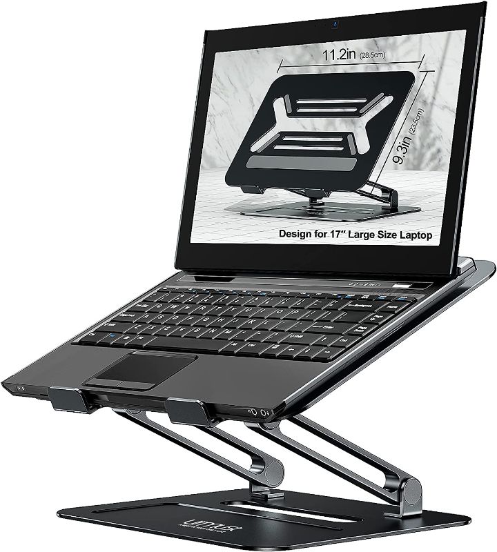 Photo 1 of Urmust Adjustable Laptop Stand for Desk Aluminum Computer Stand for Laptop Riser Holder Notebook Stand Compatible with MacBook Air Pro Ultrabook All Laptops 11-17 inch (Black)