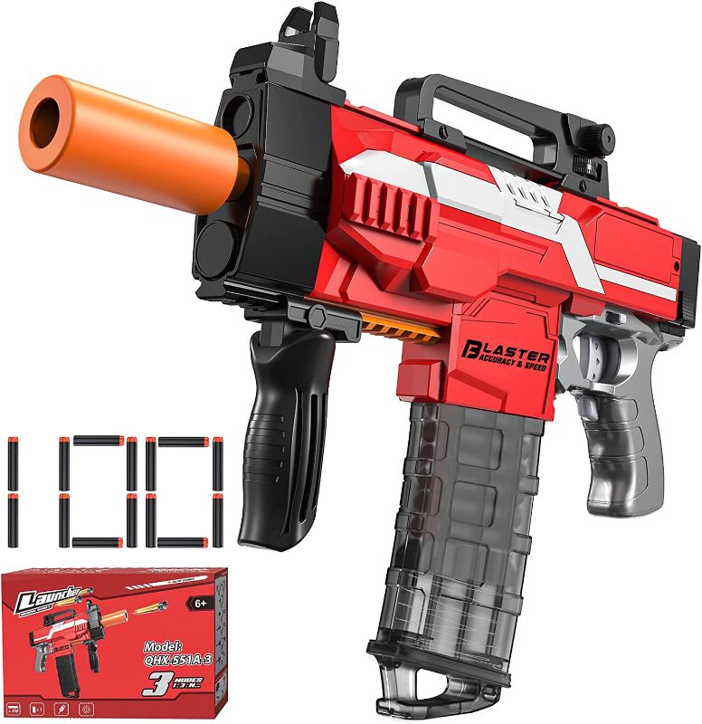 Photo 1 of Holiky Automatic Toy Gun for Nerf Guns Darts, Toy Machine Guns for Boys with 3 Motorized Modes, DIY Toy Foam Blasters & Guns with 100 Refill Bullets, Birthday for 6 7 8 9 10 Years Old Kids