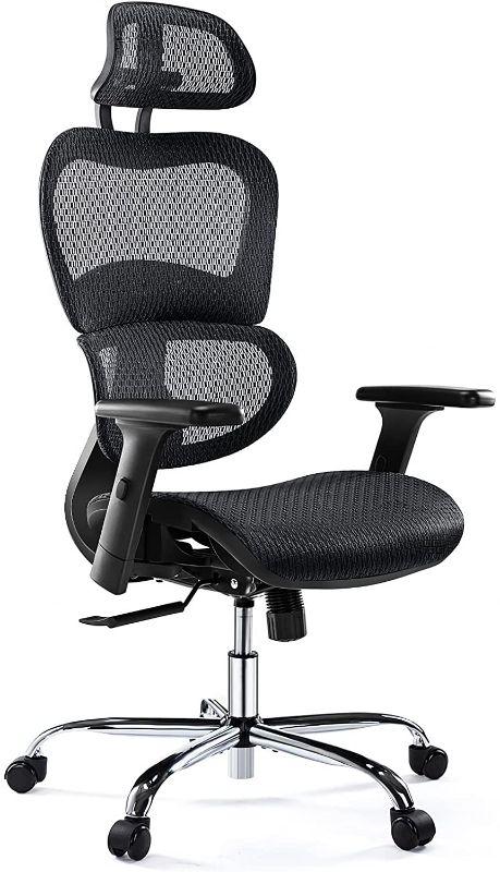 Photo 1 of Ergonomic Office Chair, High Back Mesh Office Chair with 3D Armrests and Headrest, Adjustable Rolling Chair with Lumbar Support and Tilt Function, Breathable Mesh Chair for Gaming, Executive, Office
