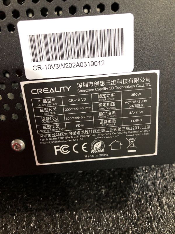 Photo 4 of Creality CR-10 V3 3D Printer New Version with Titan Direct Drive, Silent Motherboard Installed and MeanWell Power Supply Large Build Volume 300x300x400mm