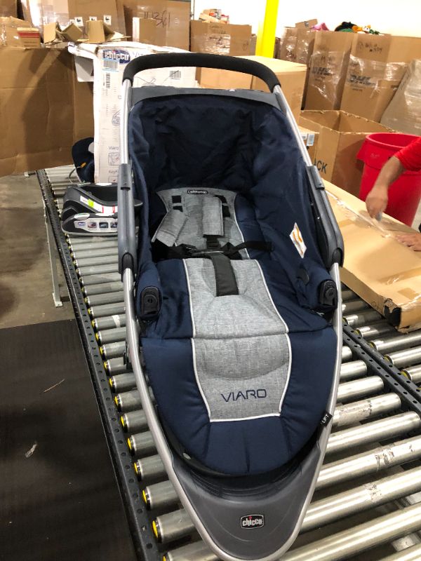 Photo 6 of Chicco Viaro Quick-Fold Travel System, Includes Infant Car Seat and Base, Stroller and Car Seat Combo, Baby Travel Gear, Blue