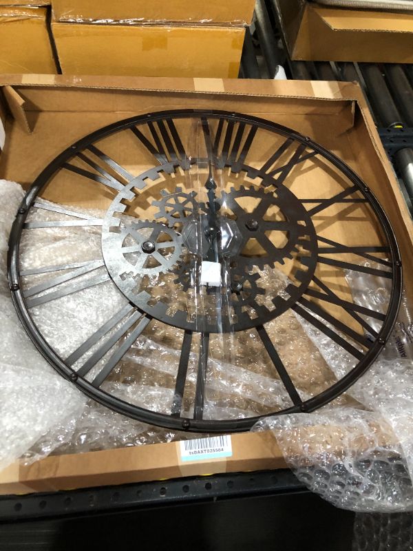 Photo 1 of 32" industrial Iron Gear Wall Clock - Olivia & May