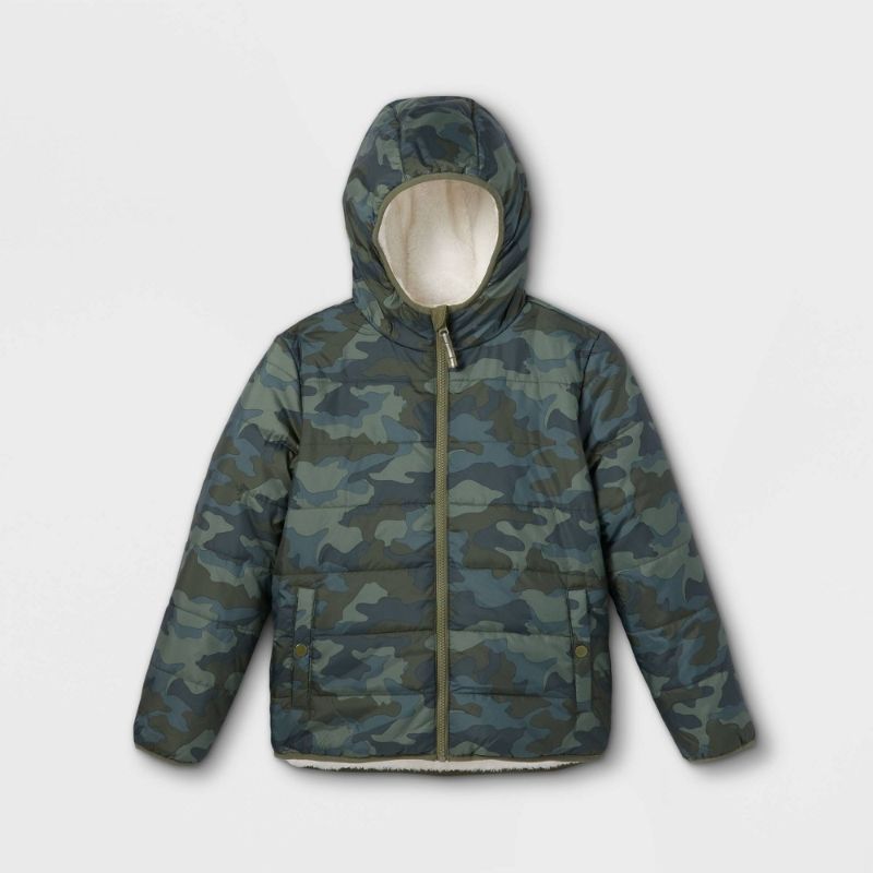 Photo 1 of Boys' Reversibe Camo Puffer Jacket - Cat & Jack™

SZ- LARGE