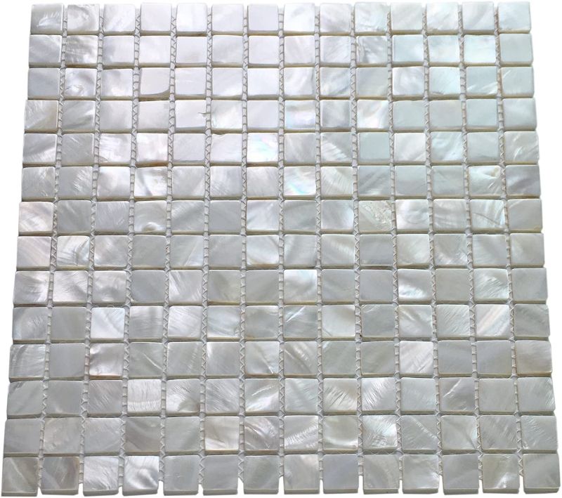 Photo 1 of 5-Pack Oyster Mother of Pearl Square Shell Mosaic for Kitchen Backsplashes, Bathroom Walls, Spa Tile, Pool Tile