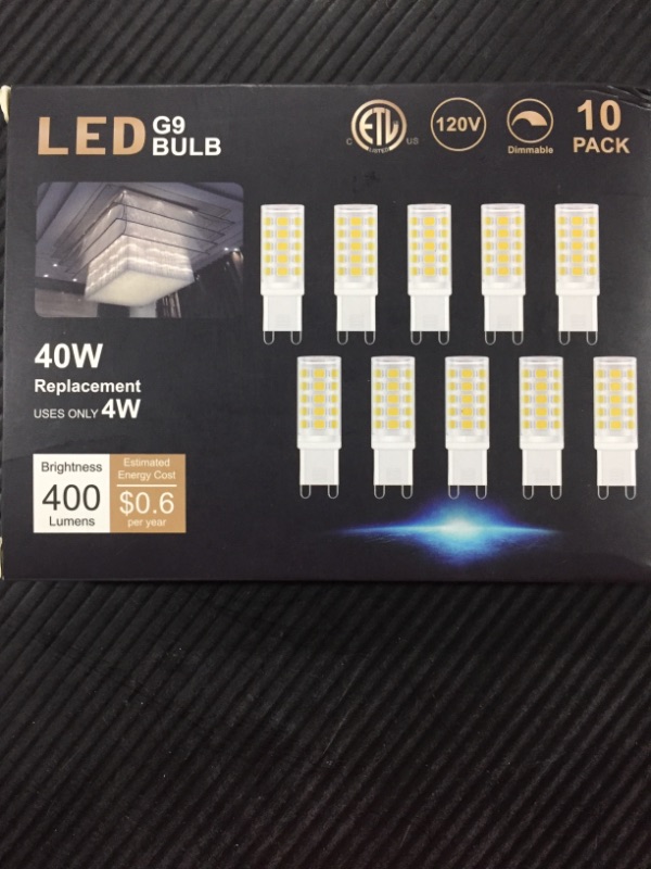 Photo 2 of 10 Pack G9 LED Bulb 3000K Warm White 40 Watt G9 Halogen Equivalent, Golspark Ceramic Bi Pin Base G9 Bulb for Chandelier, Bathroom Light Bulbs, 120V 400LM 360°Beam Angle Non-dimmable
