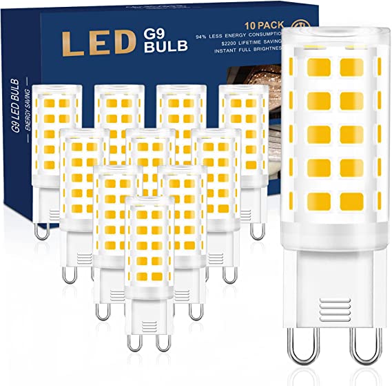 Photo 1 of 10 Pack G9 LED Bulb 3000K Warm White 40 Watt G9 Halogen Equivalent, Golspark Ceramic Bi Pin Base G9 Bulb for Chandelier, Bathroom Light Bulbs, 120V 400LM 360°Beam Angle Non-dimmable
