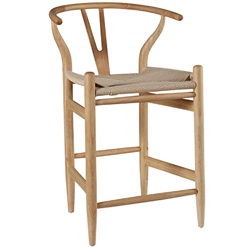 Photo 1 of Amazon Brand – Stone & Beam Wishbone Counter-Height Barstool, 35.5"H, Birch Wood, Natural / Natural

